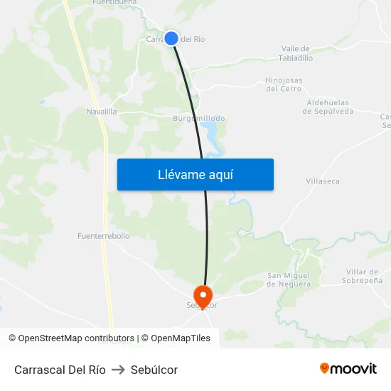 Carrascal Del Río to Sebúlcor map