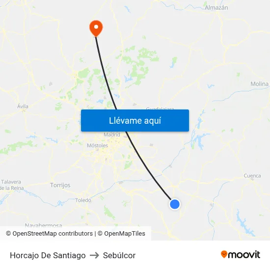 Horcajo De Santiago to Sebúlcor map