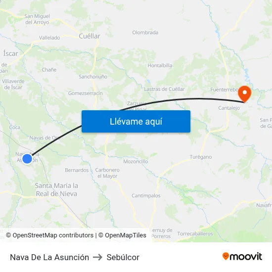 Nava De La Asunción to Sebúlcor map