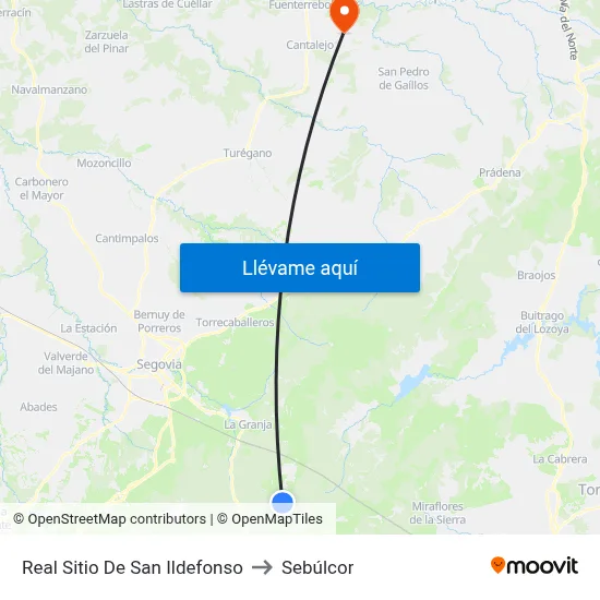 Real Sitio De San Ildefonso to Sebúlcor map