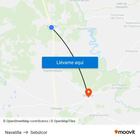 Navalilla to Sebúlcor map