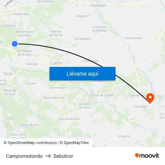 Camporredondo to Sebúlcor map