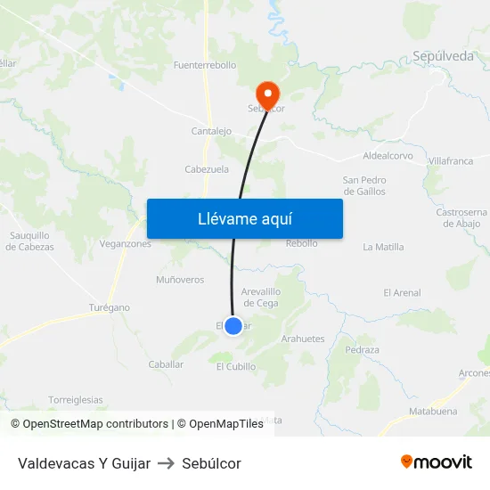 Valdevacas Y Guijar to Sebúlcor map