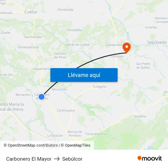 Carbonero El Mayor to Sebúlcor map