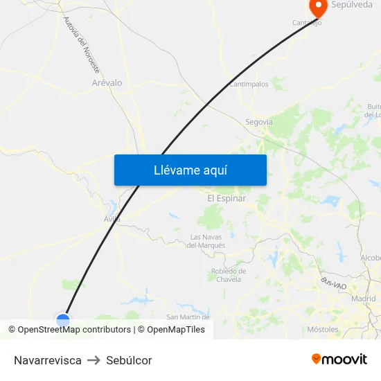 Navarrevisca to Sebúlcor map