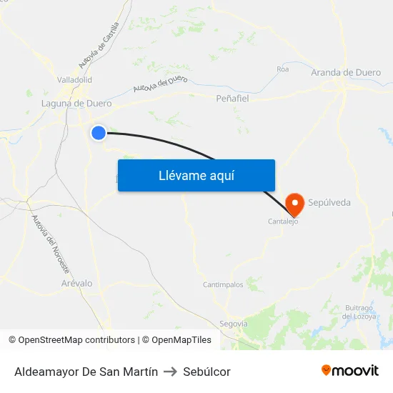 Aldeamayor De San Martín to Sebúlcor map