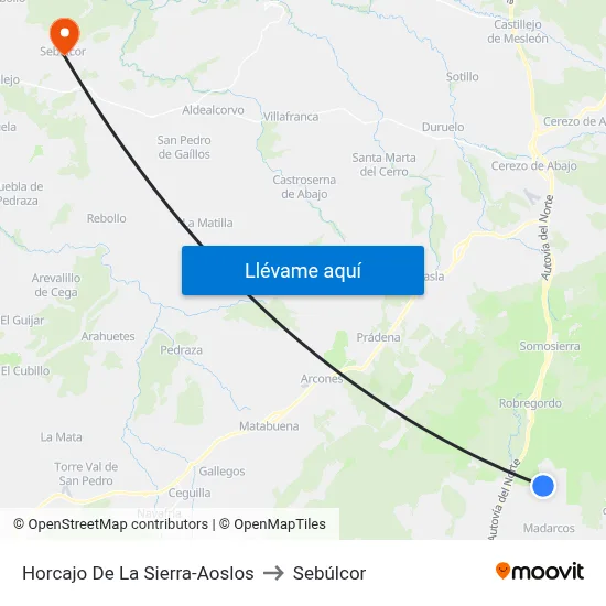 Horcajo De La Sierra-Aoslos to Sebúlcor map