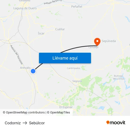 Codorniz to Sebúlcor map