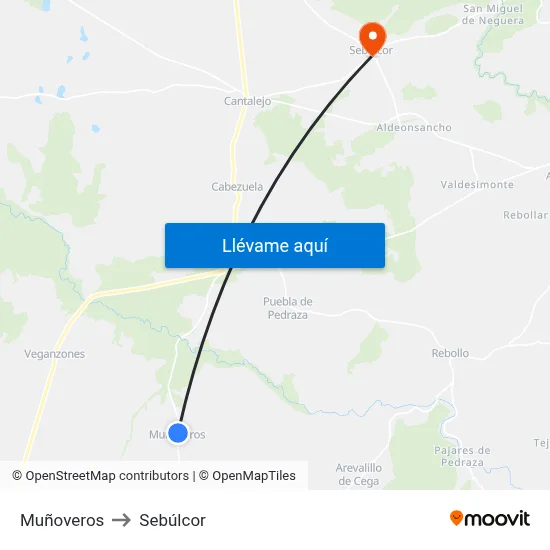 Muñoveros to Sebúlcor map