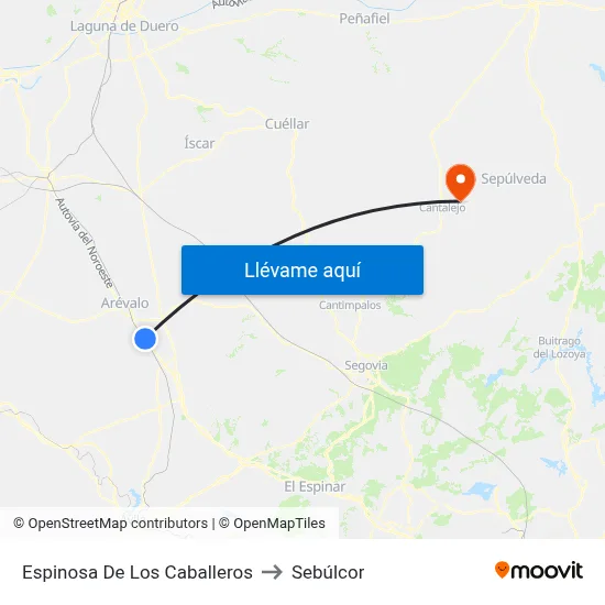 Espinosa De Los Caballeros to Sebúlcor map