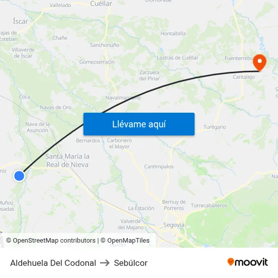 Aldehuela Del Codonal to Sebúlcor map