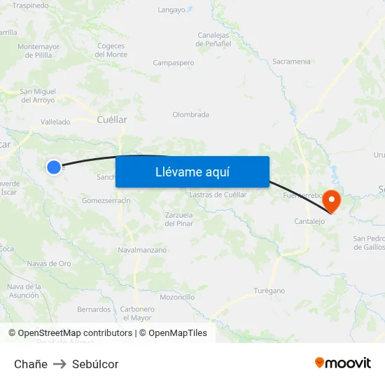 Chañe to Sebúlcor map