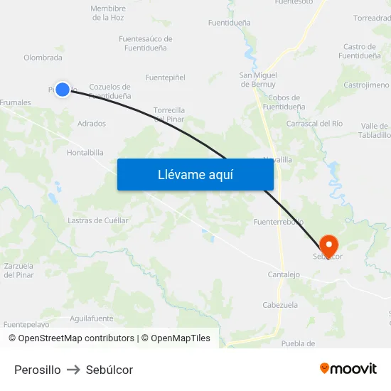 Perosillo to Sebúlcor map