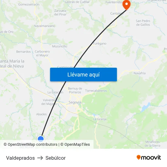 Valdeprados to Sebúlcor map