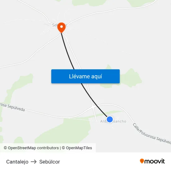 Cantalejo to Sebúlcor map