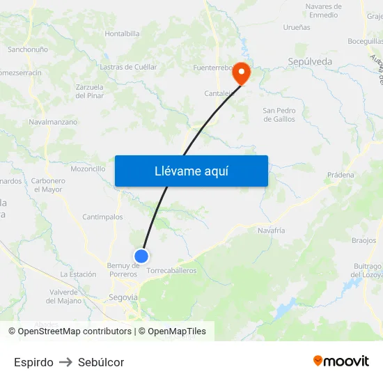 Espirdo to Sebúlcor map