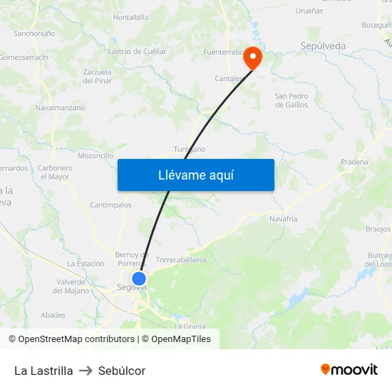 La Lastrilla to Sebúlcor map