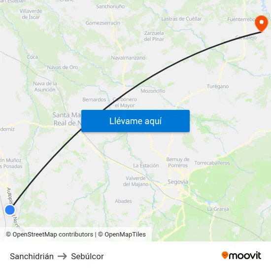 Sanchidrián to Sebúlcor map