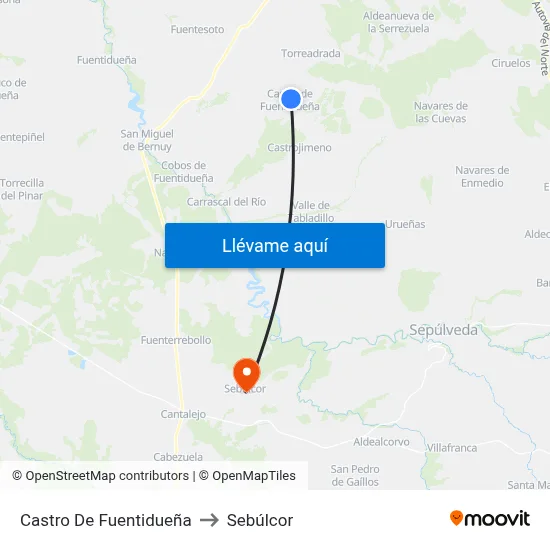 Castro De Fuentidueña to Sebúlcor map
