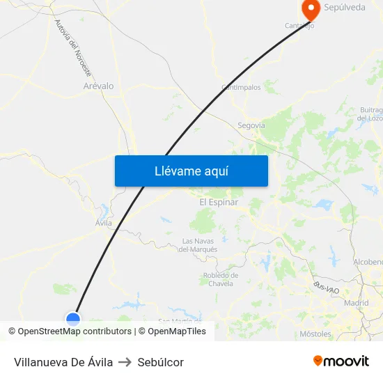 Villanueva De Ávila to Sebúlcor map
