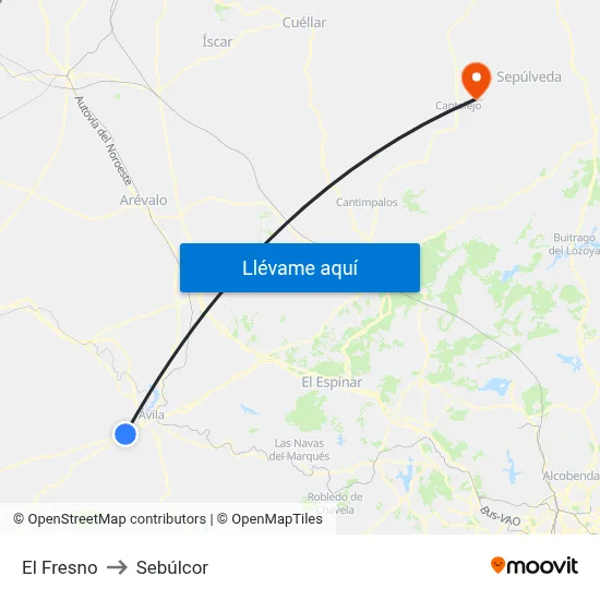El Fresno to Sebúlcor map
