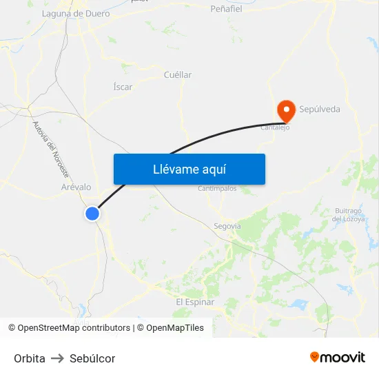 Orbita to Sebúlcor map