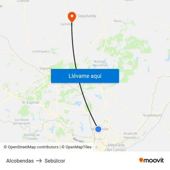 Alcobendas to Sebúlcor map