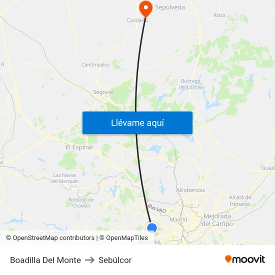 Boadilla Del Monte to Sebúlcor map