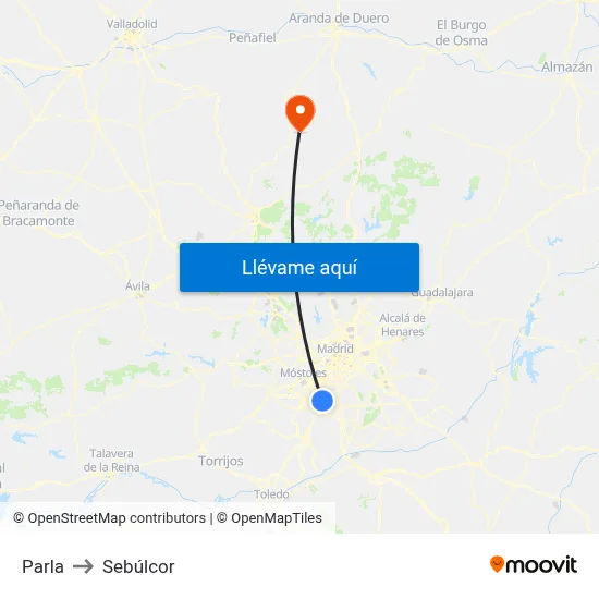 Parla to Sebúlcor map