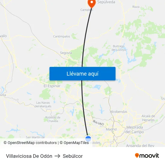 Villaviciosa De Odón to Sebúlcor map