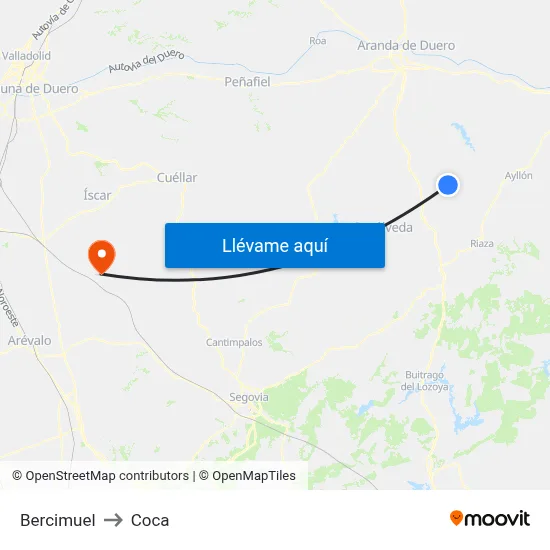 Bercimuel to Coca map