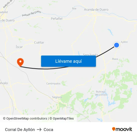 Corral De Ayllón to Coca map