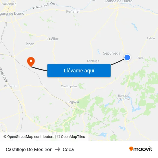 Castillejo De Mesleón to Coca map