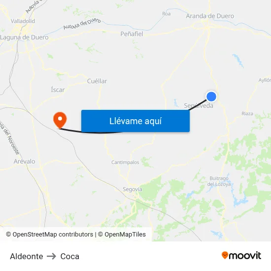 Aldeonte to Coca map