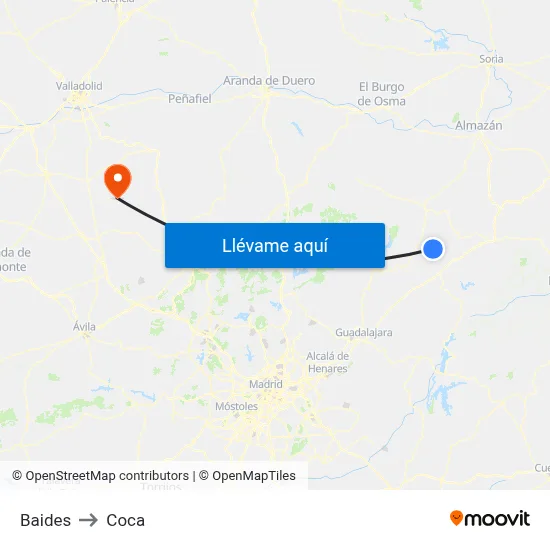 Baides to Coca map