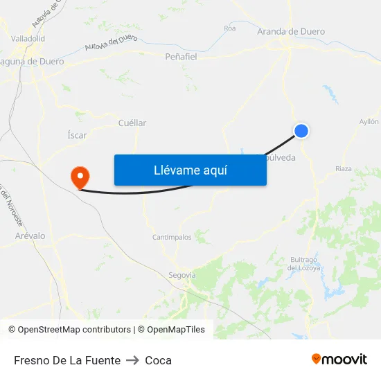Fresno De La Fuente to Coca map