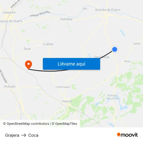 Grajera to Coca map