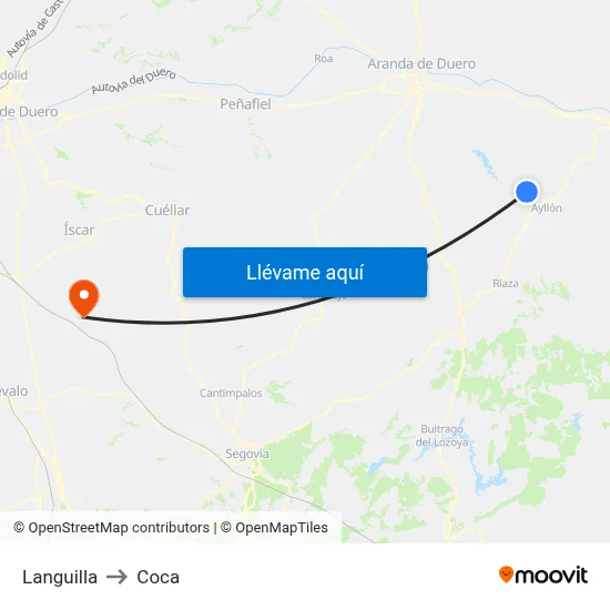 Languilla to Coca map