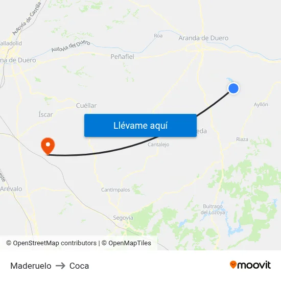 Maderuelo to Coca map