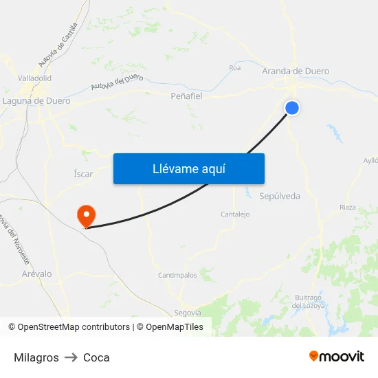 Milagros to Coca map
