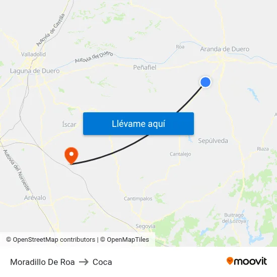 Moradillo De Roa to Coca map