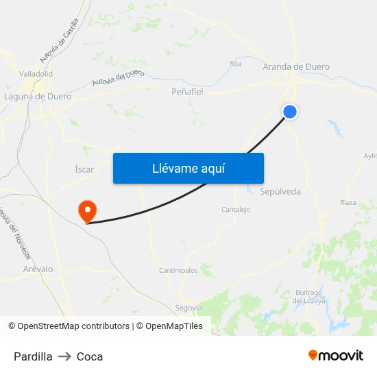 Pardilla to Coca map