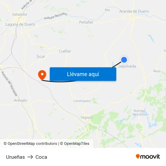 Urueñas to Coca map