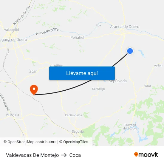 Valdevacas De Montejo to Coca map