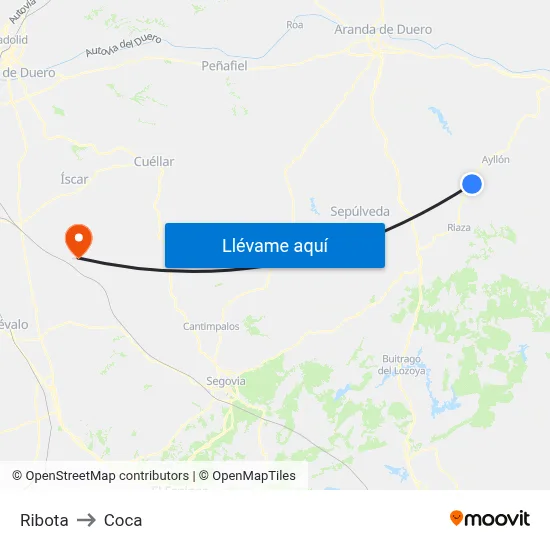 Ribota to Coca map