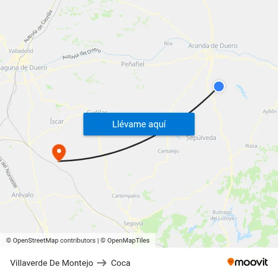 Villaverde De Montejo to Coca map