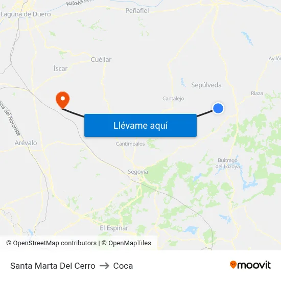Santa Marta Del Cerro to Coca map