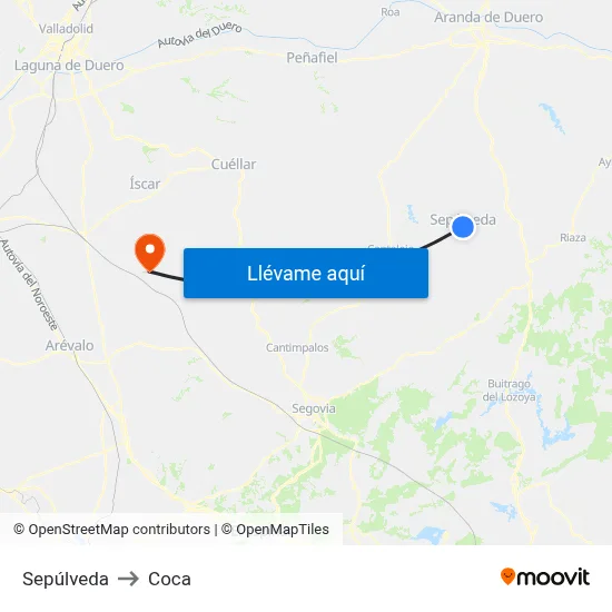 Sepúlveda to Coca map