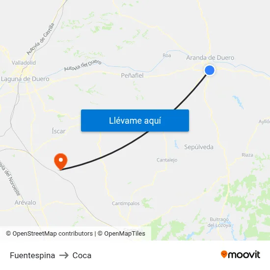 Fuentespina to Coca map