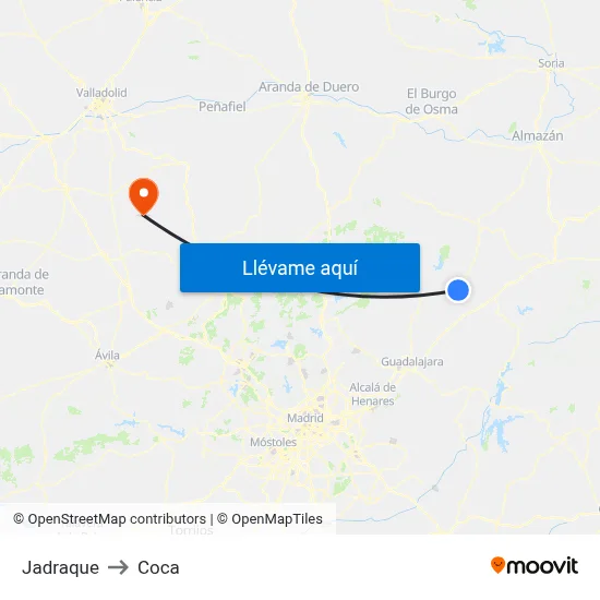 Jadraque to Coca map
